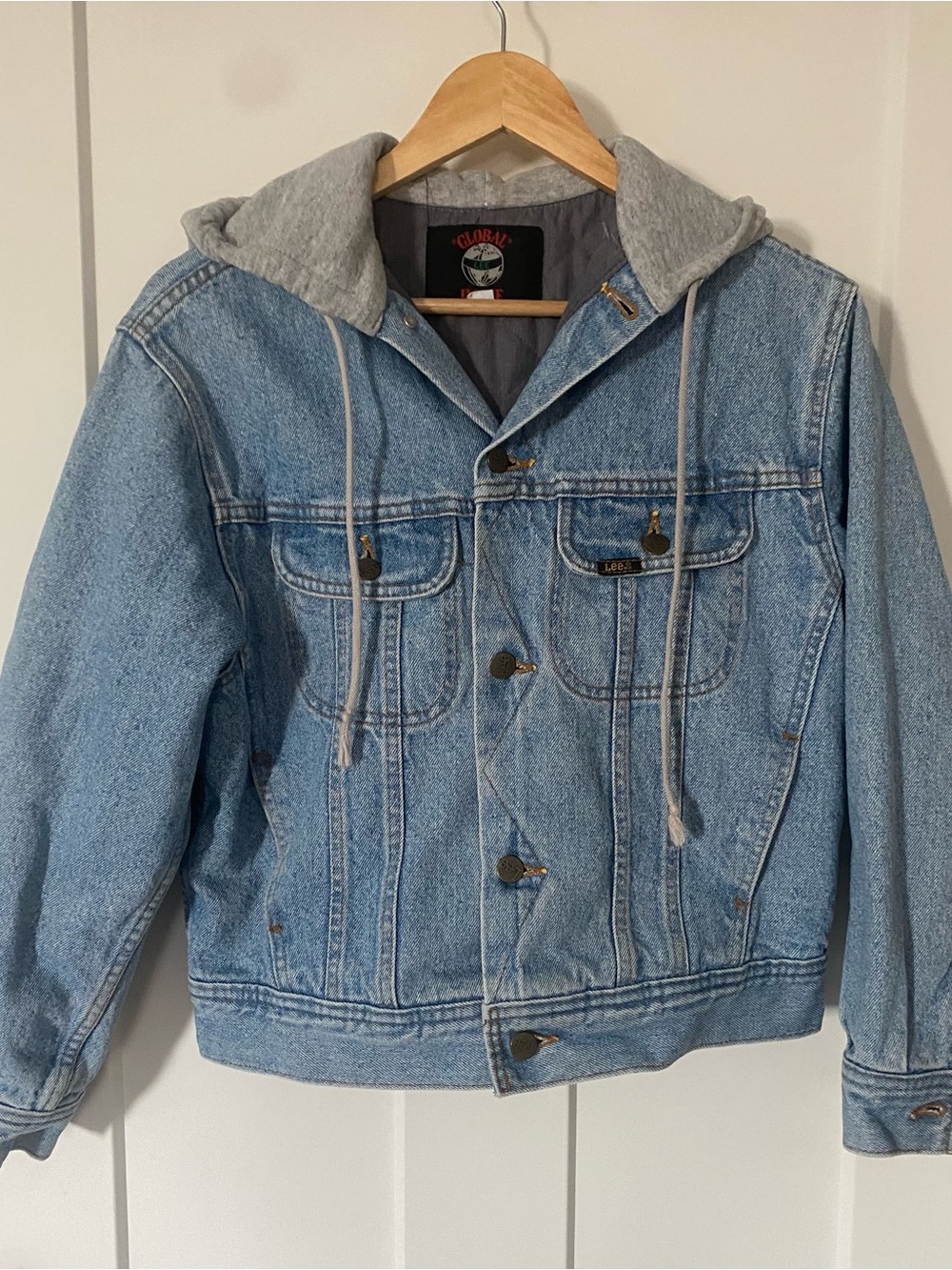 Lee Light Blue Denim Jacket with Grey Hooded Liner